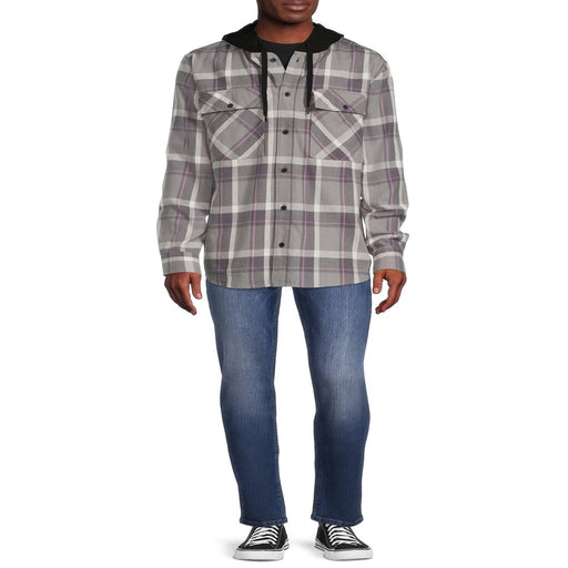 Men'S and Big Men'S Hooded Flannel Shirt with Long Sleeves, Sizes up to 5X