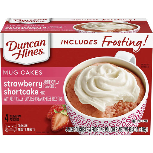 Duncan Hines Mug Cakes Strawberry Shortcake Flavored Mix with Cream Cheese Frosting, 13.3 Oz