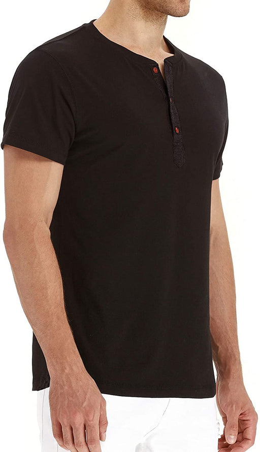 Mens Fashion Casual Front Placket Basic Short Sleeve Henley T-Shirts