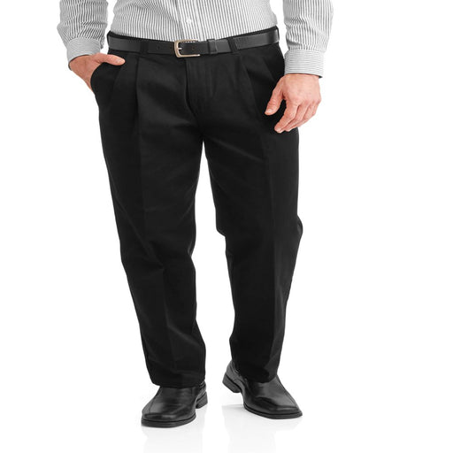 Men'S and Big Men'S Wrinkle Resistant Pleated Twill Pants with Soil Release