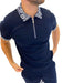 ⭐⭐Polo T Shirts Men Zipper Collar Fashion Golf Short Sleeve 2 Tone Zip Tee Dress