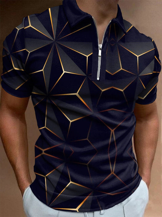 ⭐⭐Polo T Shirts Men Zipper Collar Fashion Golf Short Sleeve 2 Tone Zip Tee Dress