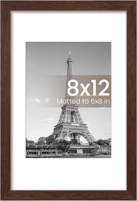 8X10 Picture Frame, Display Pictures 5X7 with Mat or 8X10 without Mat, Wall Hanging Photo Frame, Black, 1 Pack