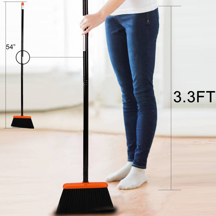 Broom and Dustpan Set with 52" Long Handle for Home Kitchen Room Office Lobby Floor Use Upright Stand up Stand up Broom with Dustpan Combo