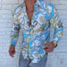 ⭐Button down Shirt Men Baroque Fashion Casual Party Long Sleeve Fancy Dress Soft