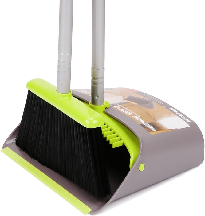 Broom and Dustpan Set with 52" Long Handle for Home Kitchen Room Office Lobby Floor Use Upright Stand up Stand up Broom with Dustpan Combo