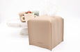 Tissue Box Cover Holder, Square with Bottom Belt by  - PU Leather Decorative Organizer for Tabletop, Bathroom, Car, Office | Beige