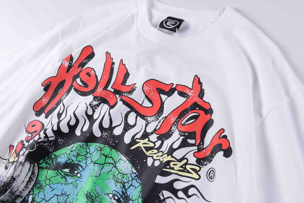 FOR Hellstar Studios Globe Tee High Street Fashion Men'S Short Sleeve T-Shirt