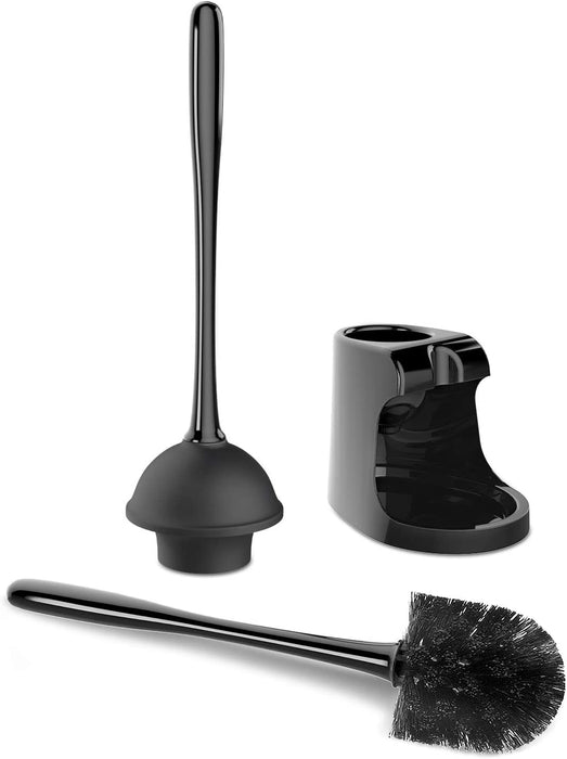 Toilet Plunger and Bowl Brush Combo for Bathroom Cleaning, Black, 1 Set