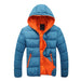 Winter Coats for Men,Men'S Fashion Casual Autumn and Winter Color Contrast Thick Hooded Cotton Jacket