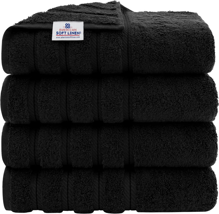 Luxury 4 Piece Bath Towel Set, 100% Cotton Turkish Bath Towels for Bathroom, 27X54 in Large Bathroom Shower Towels, Dark Gray Bath Towels