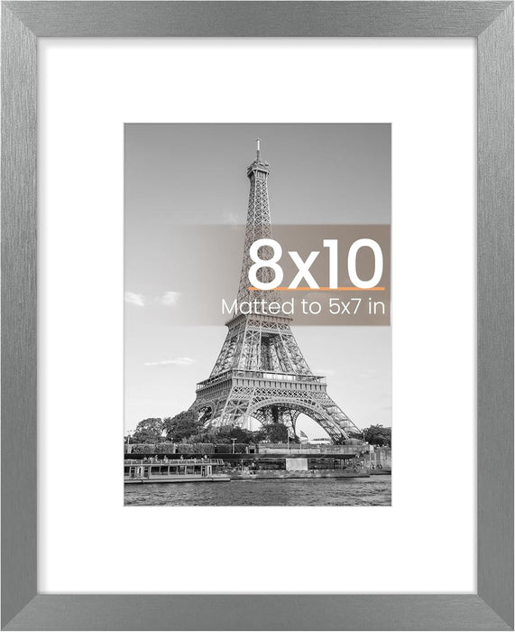 8X10 Picture Frame, Display Pictures 5X7 with Mat or 8X10 without Mat, Wall Hanging Photo Frame, Black, 1 Pack