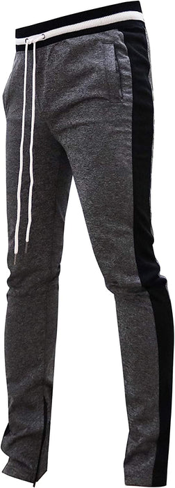 brand Mens Hip Hop Premium Slim Fit Track Pants - Athletic Jogger Bottom with Side Taping