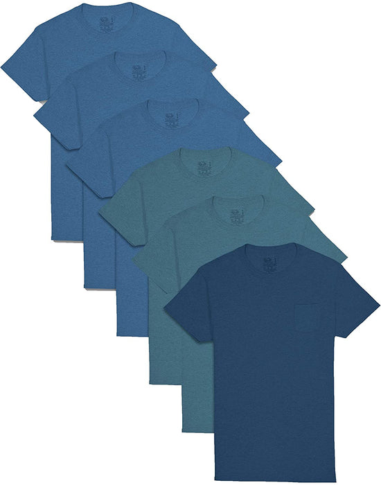 Fruit of the Loom Mens Short Sleeve Fashion Pocket T-Shirts (6 Pack) All Size