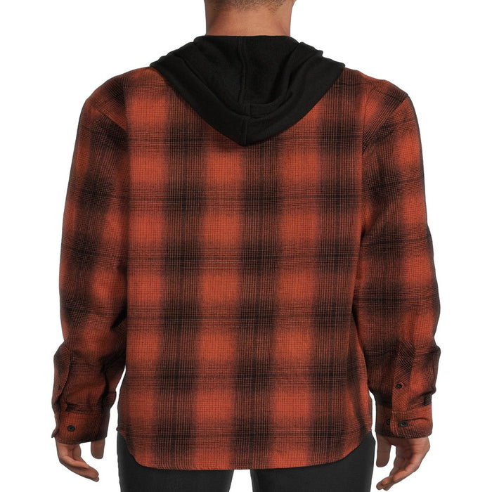 Men'S and Big Men'S Hooded Flannel Shirt with Long Sleeves, Sizes up to 5X