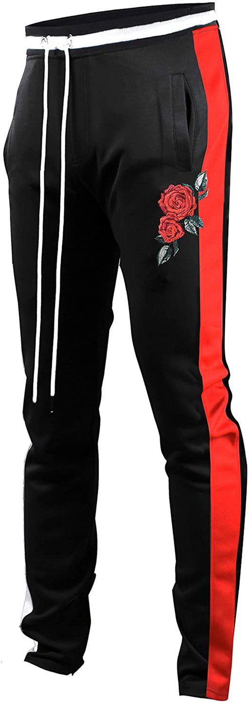 brand Mens Hip Hop Premium Slim Fit Track Pants - Athletic Jogger Bottom with Side Taping