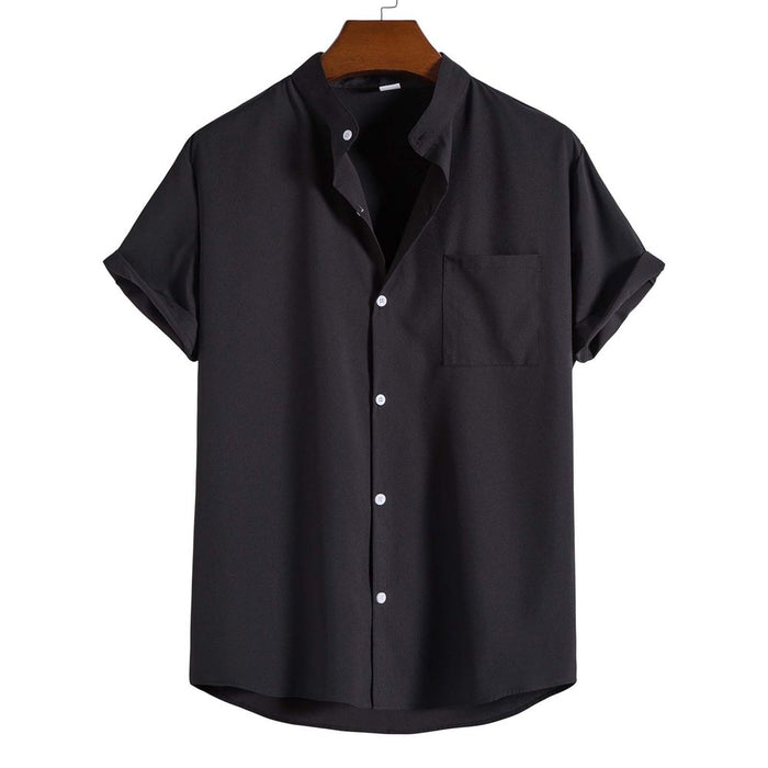 Mens T Shirts,Men'S Summer Fashion Short Sleeve Casual Solid Color Button-Up Shirts