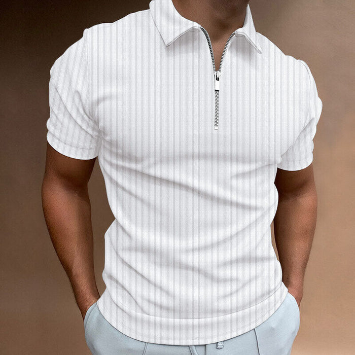 ⭐⭐Polo T Shirts Men Zipper Collar Fashion Golf Short Sleeve 2 Tone Zip Tee Dress