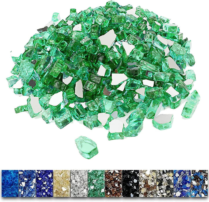 20 Pounds Bahama Blend Fire Glass for Fire Pit - 1/2 Inch High Luster Reflective Tempered Glass Rocks for Natural or Propane Fireplace, Safe for Outdoors and Indoors