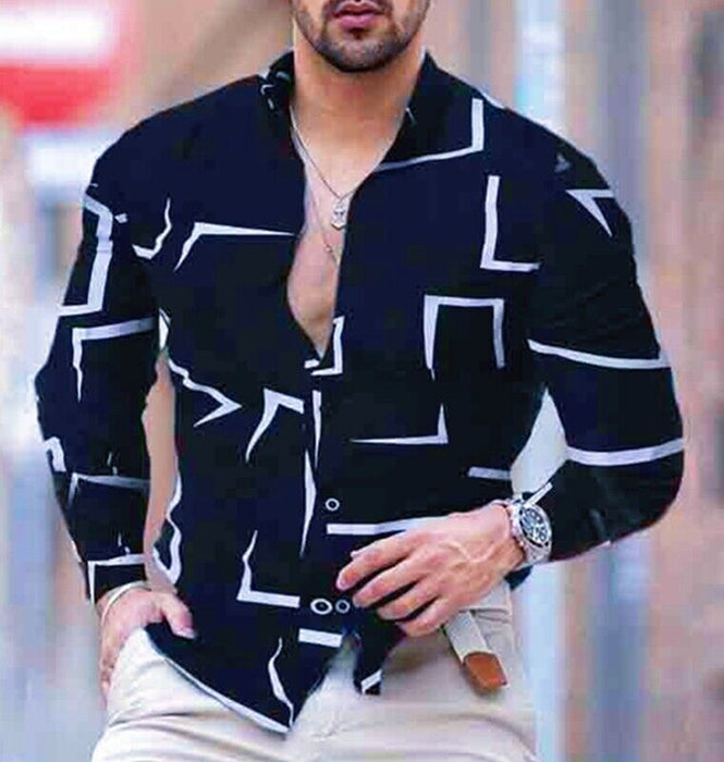 Button up Shirts Men Baroque Fashion Casual Party Long Sleeve Fancy Dress Soft T