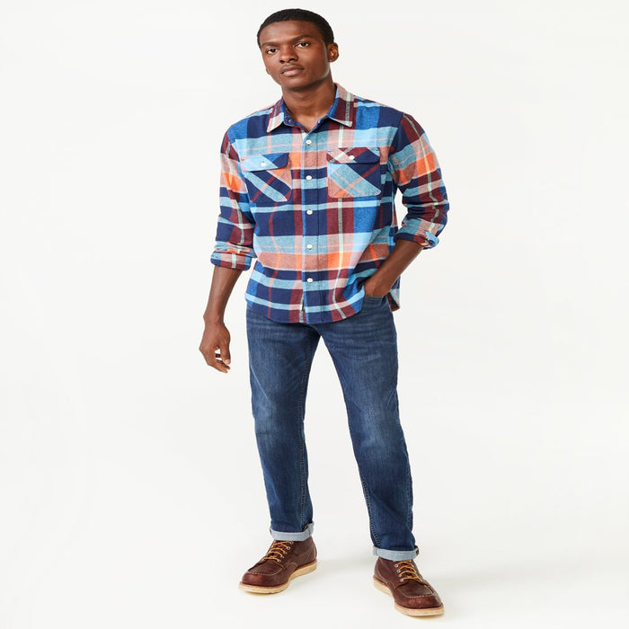 Free Assembly Men'S Vintage Inspired Flannel Shirt