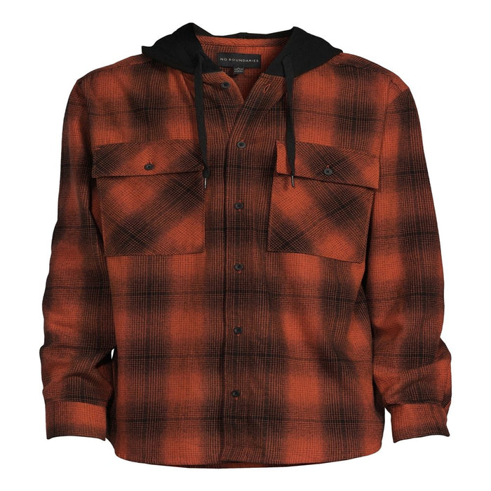 Men'S and Big Men'S Hooded Flannel Shirt with Long Sleeves, Sizes up to 5X