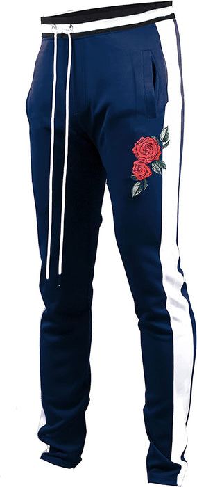 brand Mens Hip Hop Premium Slim Fit Track Pants - Athletic Jogger Bottom with Side Taping