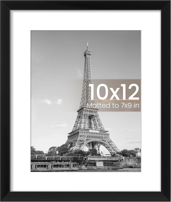 8X10 Picture Frame, Display Pictures 5X7 with Mat or 8X10 without Mat, Wall Hanging Photo Frame, Black, 1 Pack