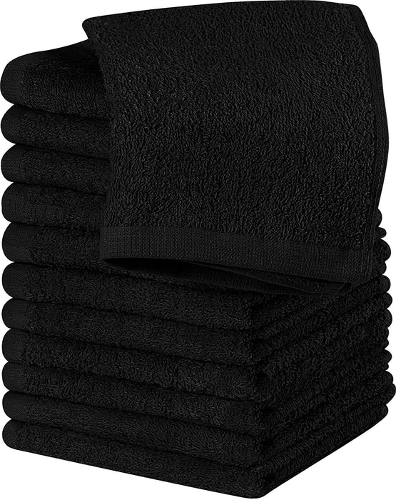 Cotton Washcloths Set - 100% Ring Spun Cotton, Premium Quality Flannel Face Cloths, Highly Absorbent and Soft Feel Fingertip Towels (24 Pack, White)