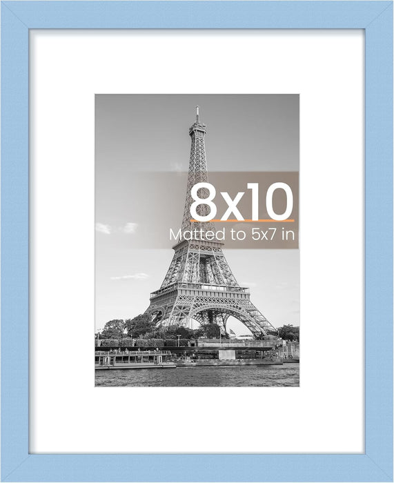 8X10 Picture Frame, Display Pictures 5X7 with Mat or 8X10 without Mat, Wall Hanging Photo Frame, Black, 1 Pack