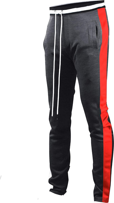 brand Mens Hip Hop Premium Slim Fit Track Pants - Athletic Jogger Bottom with Side Taping