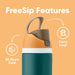 Freesip 24 oz Insulated Stainless Steel Water Bottle with Straw - BPA-Free for Sports, Travel, and School, Very Dark Finish