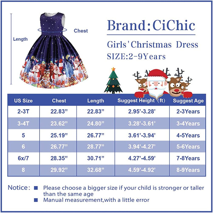 Girls Christmas Dresses Fancy Halloween Christmas Festival Party Dress for 2-9Years Toddler Girls