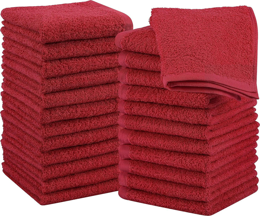 Cotton Washcloths Set - 100% Ring Spun Cotton, Premium Quality Flannel Face Cloths, Highly Absorbent and Soft Feel Fingertip Towels (24 Pack, White)