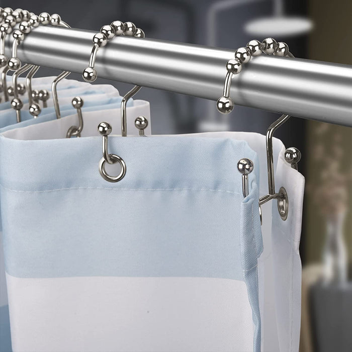 Shower Curtain Hooks Rings, Rust Resistant Metal Double Glide Shower Hooks Rings for Bathroom Shower Rods Curtains, Set of 12 Hooks - Nickel