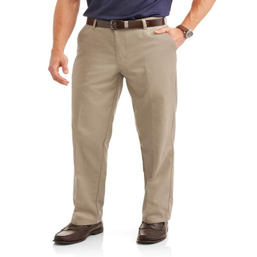 Men'S and Big Men'S Wrinkle Resistant Flat Front Twill Pants with Soil Release