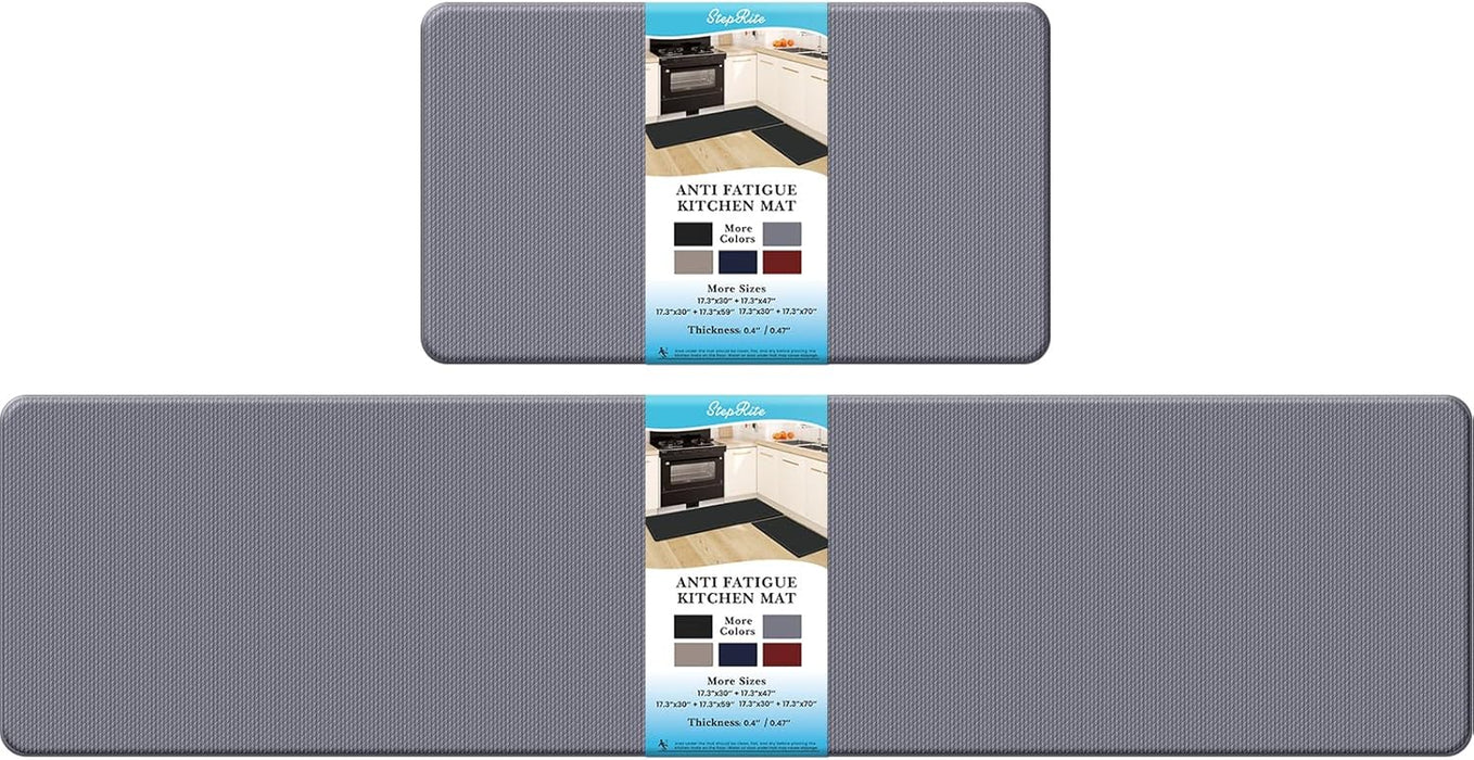 Kitchen Mats, 2PCS Kitchen Rugs, Cushioned anti Fatigue Kitchen Mats for Floor, Non-Slip Standing Desk Mat, Waterproof Kitchen Rug Set for Kitchen, Floor, Office,17.3"×30"+17.3"×47",Black