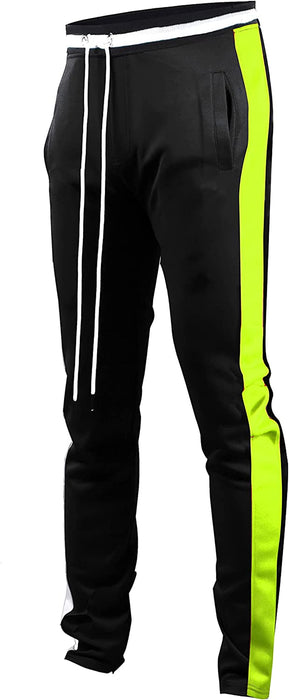 brand Mens Hip Hop Premium Slim Fit Track Pants - Athletic Jogger Bottom with Side Taping