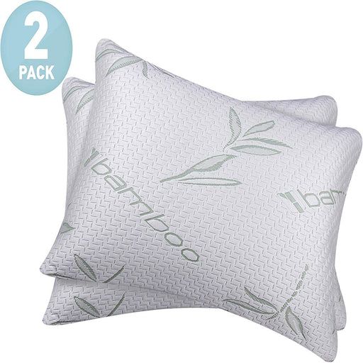 2 Pack Hypoallergenic Bamboo Memory Foam Bed Pillow - Standard/Queen