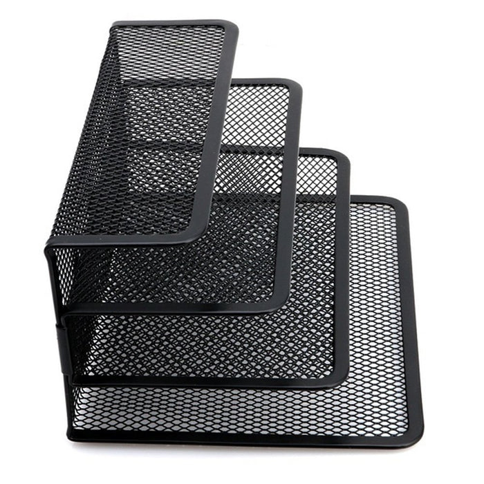 1-Pack Black Mesh Mail Letter Sorter Bills & Documents Organizer File Paper Holder with 3 Storage Slots