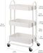 3-Tier Rolling Utility or Kitchen Cart - White