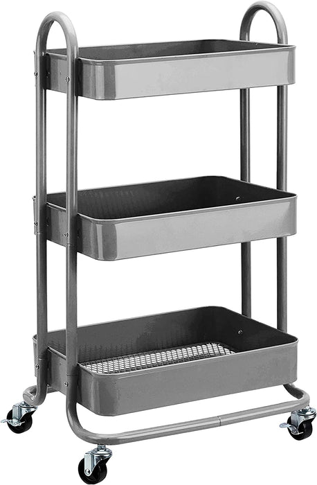 3-Tier Rolling Utility or Kitchen Cart - White