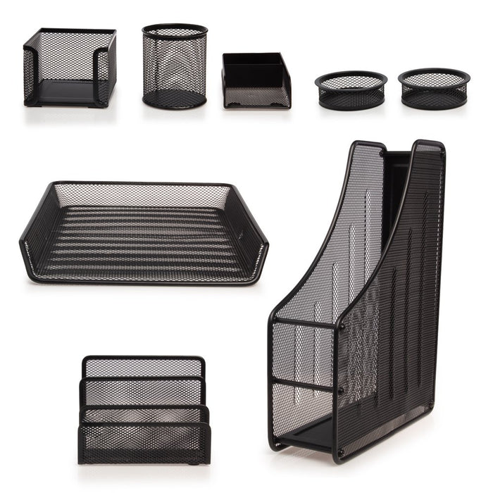 (8 Piece) Mesh Desk Organizer Set with Mail Holder, Paper Tray