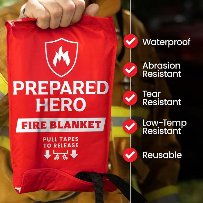 Emergency Fire Blanket - 4 Pack - Fire Suppression Blanket for Kitchen, 40” X 40” Fire Blanket for Home, Fiberglass Fire Blanket